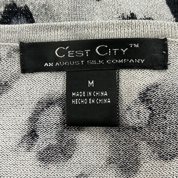 C'est City Women's Sweater Sz M Metallic Leopard Sequin Viscose Silk Scoop Neck‎ - Picture 7 of 9